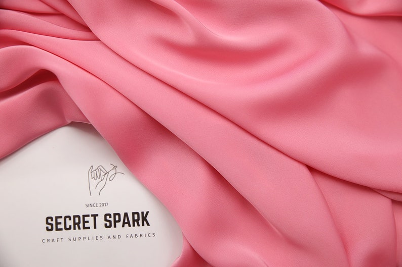 Bright Pink matte silk satin for dresses and for lining,Icon pink silk material for sewing, pink silk fabric wholesale worldwide image 3