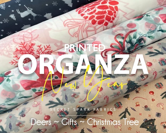 SPECIAL New Year Winter Matte Trendy Printed Organza, elite Soft and Matte  Organza Fabric for Dresses, Organza With Gifts and Deers - Etsy