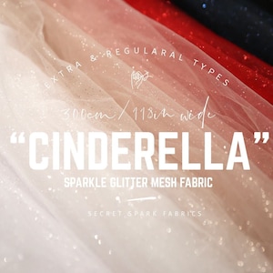 118in/3m extra width "Cinderella" sparkle glitter by the yard, tulle mesh with small glitter sparks, sage green blue black red glitter tulle