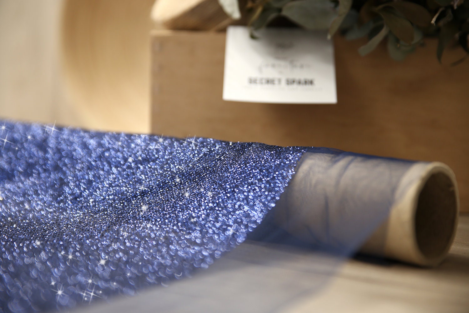 Navy Color Shimmer Glitter Fabric by the Yard Stardust Etsy