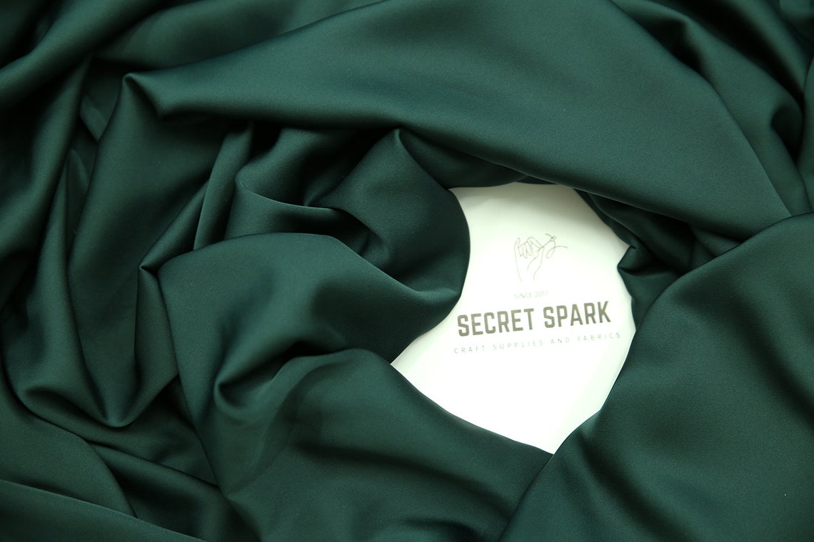 Forest Green silk satin fabric by the yard for dressmaking Etsy