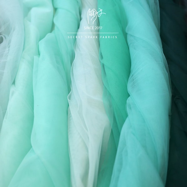 Mint - Green tulle palette, soft tulle fabric by the yard, matte prom tulle fabric wholesale, Green Mint mesh fabric for tutu, skirts DIY