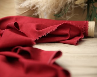 Wine color linen fabric by the yard, #6 linen cloth fabric, wine linen material, red linen upholstery fabric, linen flax, linen wholesale