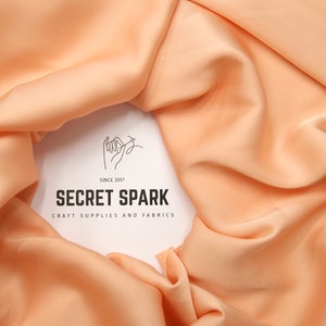 Peach color silk satin fabric by the yard, Soft Matte peach silk for dressmaking, lining etc Secret Spark Icon peach silk fabric wholesale image 3