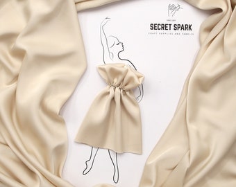 Vanille nude matte Seidensatin-Stoff-Bulk-Lager für Hochzeits- und Abendkleider, "Icon" beige weiche matte Seidensatin-Stoff-Großhandel niedrige MOQ