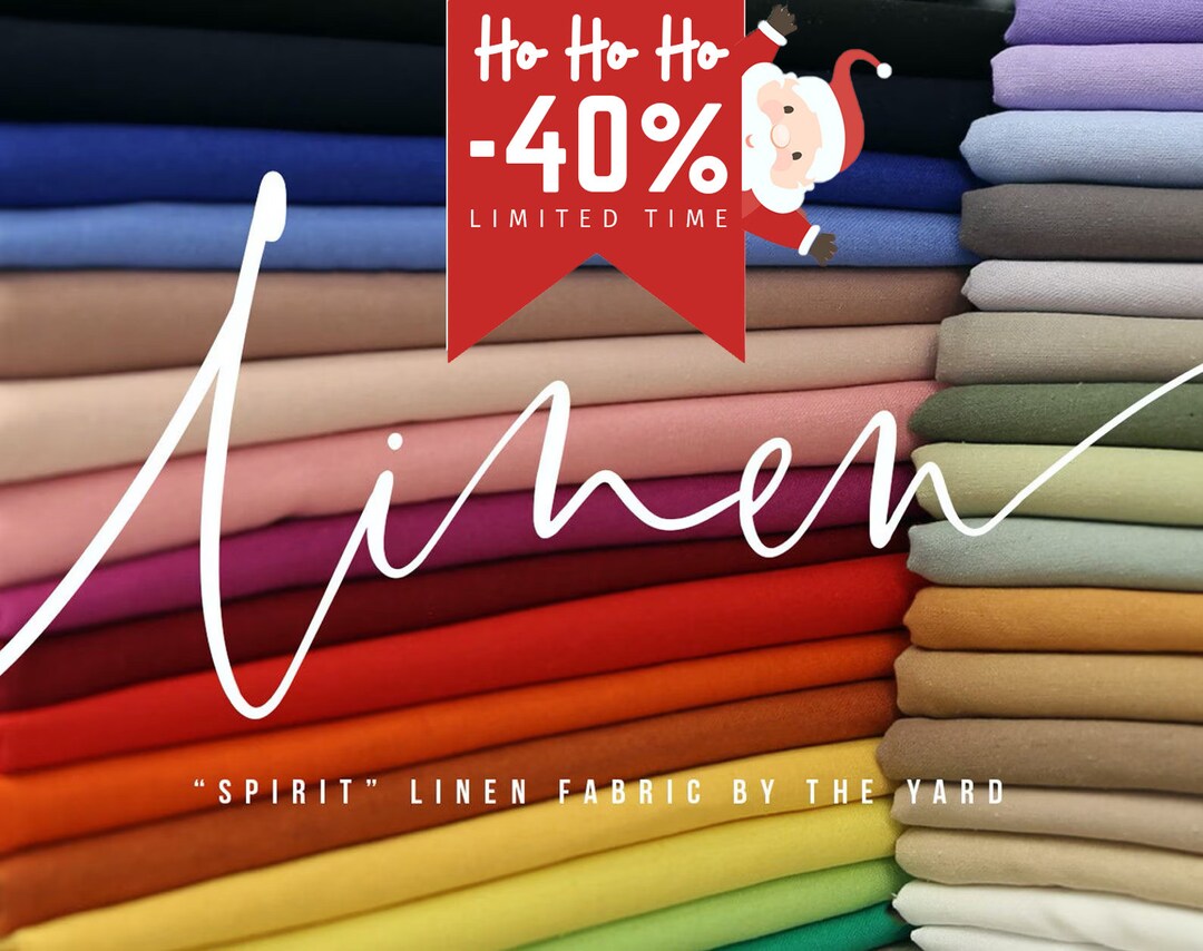 NEW 37 COLORS Linen Fabric by the Yard, Linen Cotton Blend Fabric