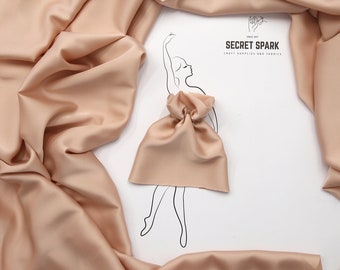 Mandel nackt mit blush Tönung Seidenstoff Bulk-Lager für Brautkleider, "Icon" nude Seidenstoff zum Nähen, Premium Mandel Seidenstoff