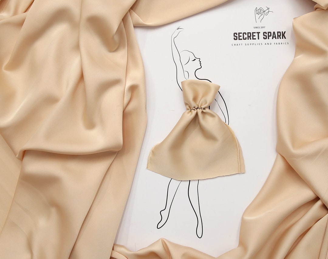 Powder Nude Matte Silk Satin Fabric by the Yard for Wedding and Evening