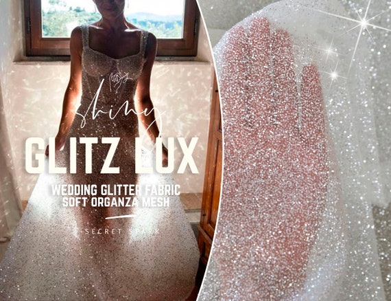 Dusty Lilac Glitter Glued Soft Tulle Fabric by the Yard