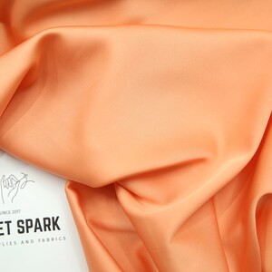 Orange Peach soft silk satin for dresses,Icon premium peach silk material for sewing, orange silk fabric image 3