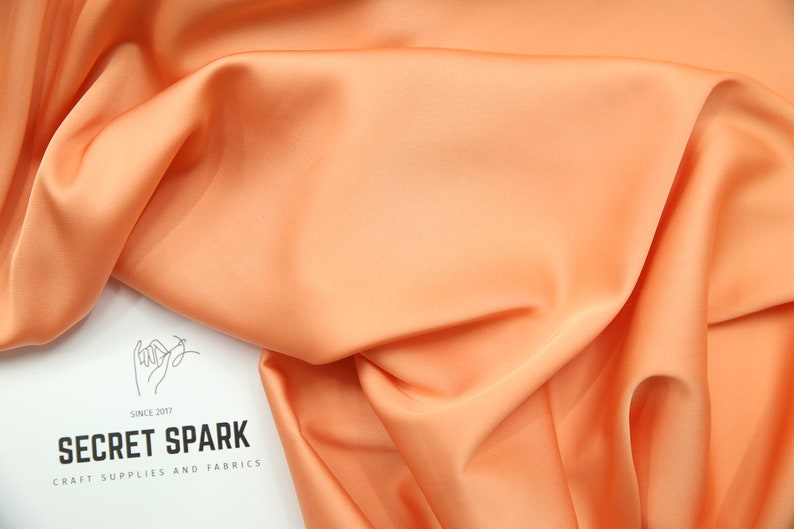 Orange Peach soft silk satin for dresses,Icon premium peach silk material for sewing, orange silk fabric image 3