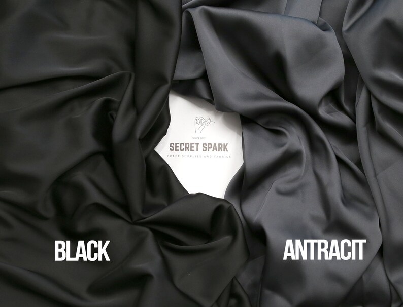 Anthracite Icon soft silk satin for dresses, premium dark gray silk material for sewing, Anthracite silk satin image 4