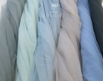 Grey - Blue tulle palette, soft matte tulle fabric, dusty blue tutu fabric by the yard, prom tulle fabric, tulle wholesale 3m width | Muse