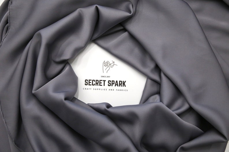 Smoke Grey silk satin fabric 1.5 meters or 59 inches width for clothes, warm dark grey silk satin for lining, lingerie, DIY grey silk top image 3