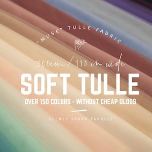 Soft tulle "Muse" fabric by the yard 118"/3m width, wedding tulle fabric wholesale, ivory blush sage green dusty blue soft mesh for tutu