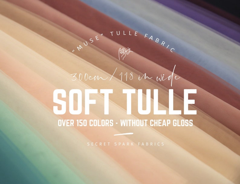 Soft tulle Muse fabric by the yard 118/3m width, wedding tulle fabric wholesale, ivory blush sage green dusty blue soft mesh for tutu image 1