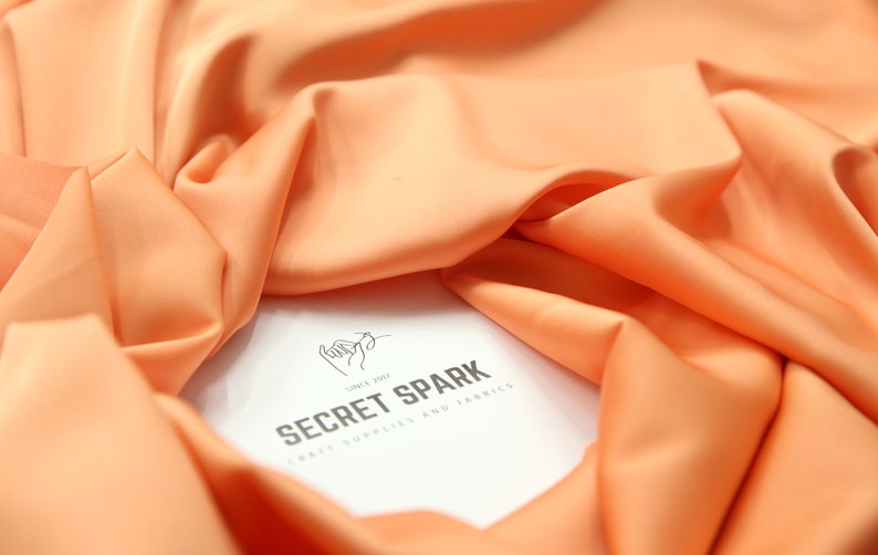 Orange Peach soft silk satin for dresses,Icon premium peach silk material for sewing, orange silk fabric image 2