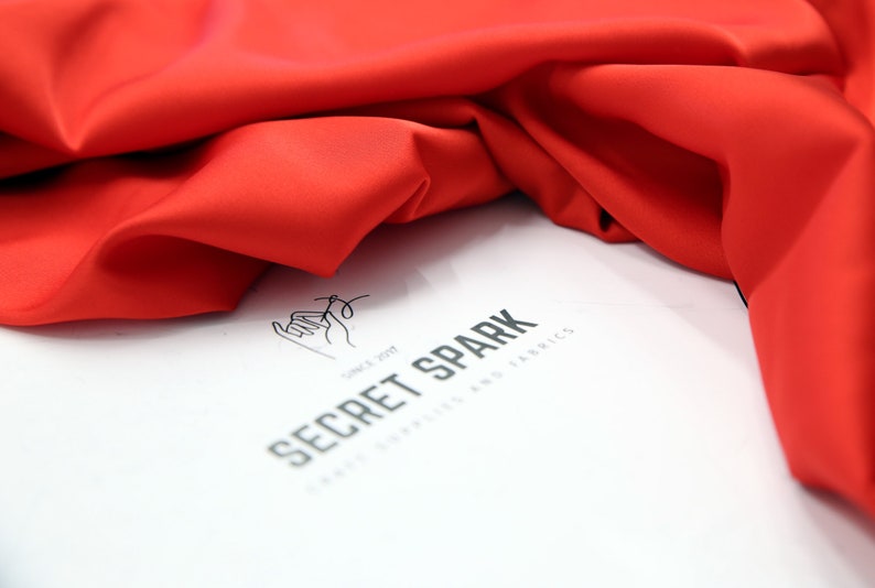 Red Icon soft silk satin for dresses, premium Red silk material for sewing, Red silk image 3