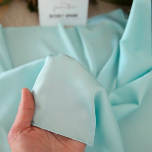 Blue Mint silk fabric by the yard, soft silk satin for dresses,Icon premium mint silk material for sewing, mint silk fabric wholesale DIY image 9