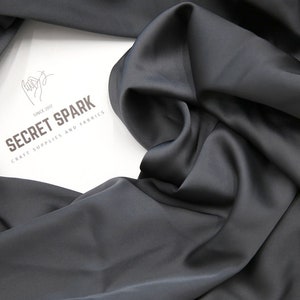 Anthracite Icon soft silk satin for dresses, premium dark gray silk material for sewing, Anthracite silk satin image 2