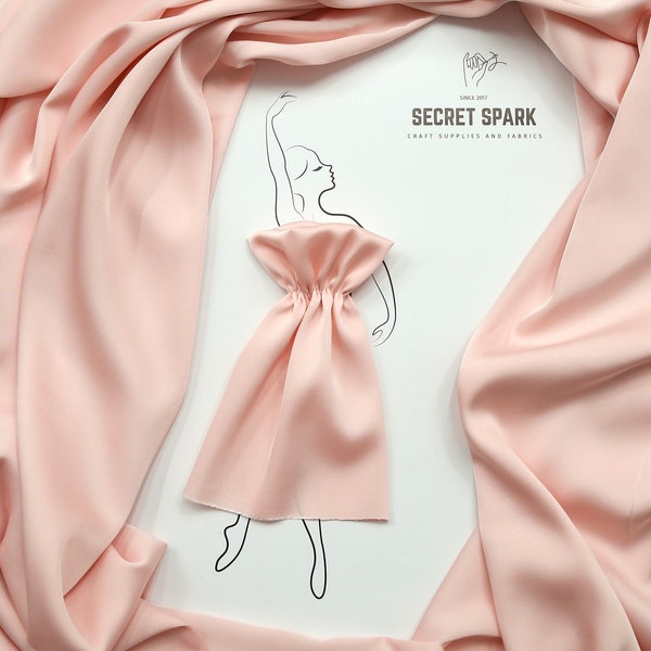 Zachtroze zijden stof op maat gesneden, roze zacht zijdesatijn voor jurken, "Icon" premium lichtroze zijden materiaal om te naaien, roze zijden stof