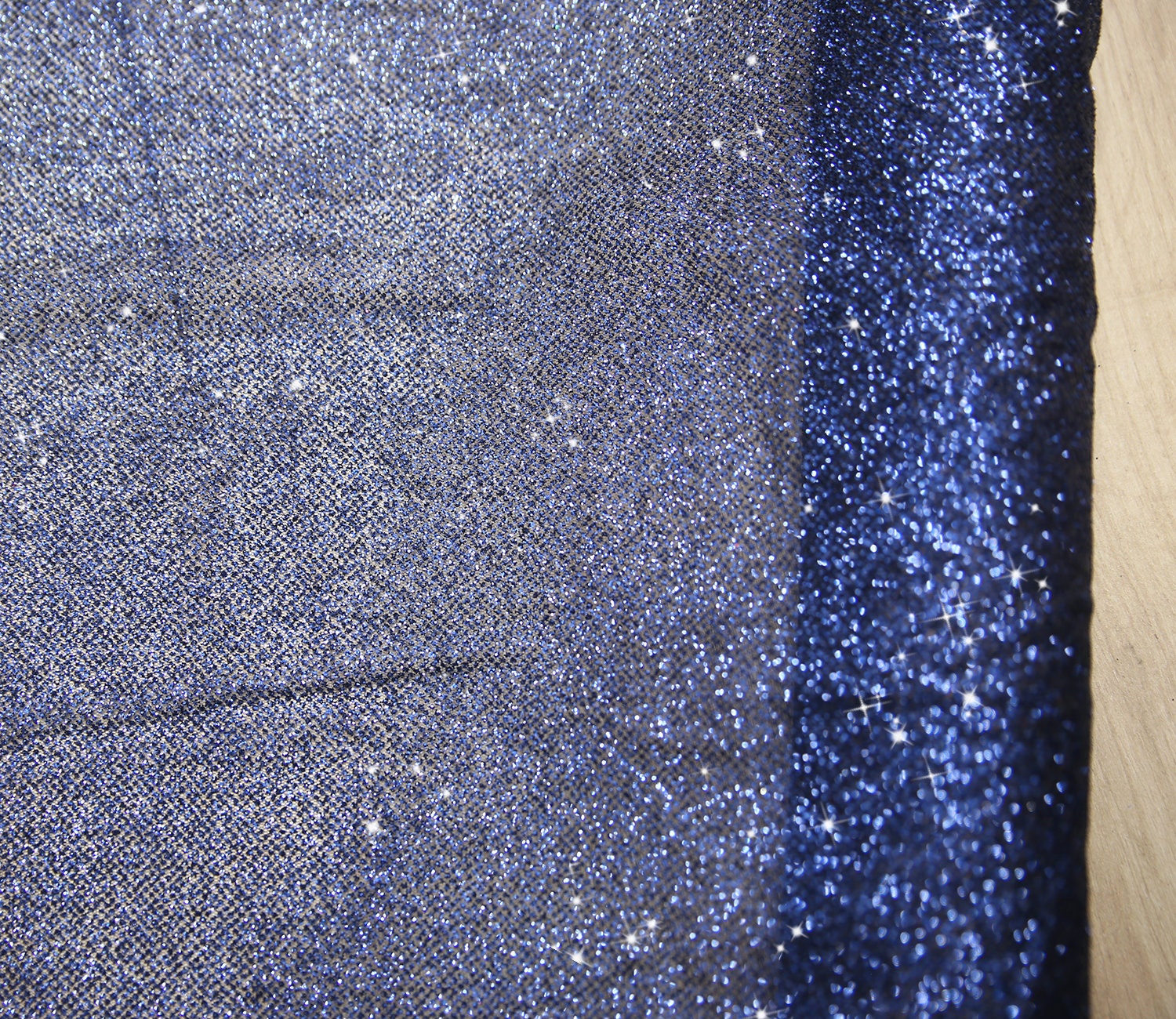 Navy Color Shimmer Glitter Fabric by the Yard Stardust Etsy