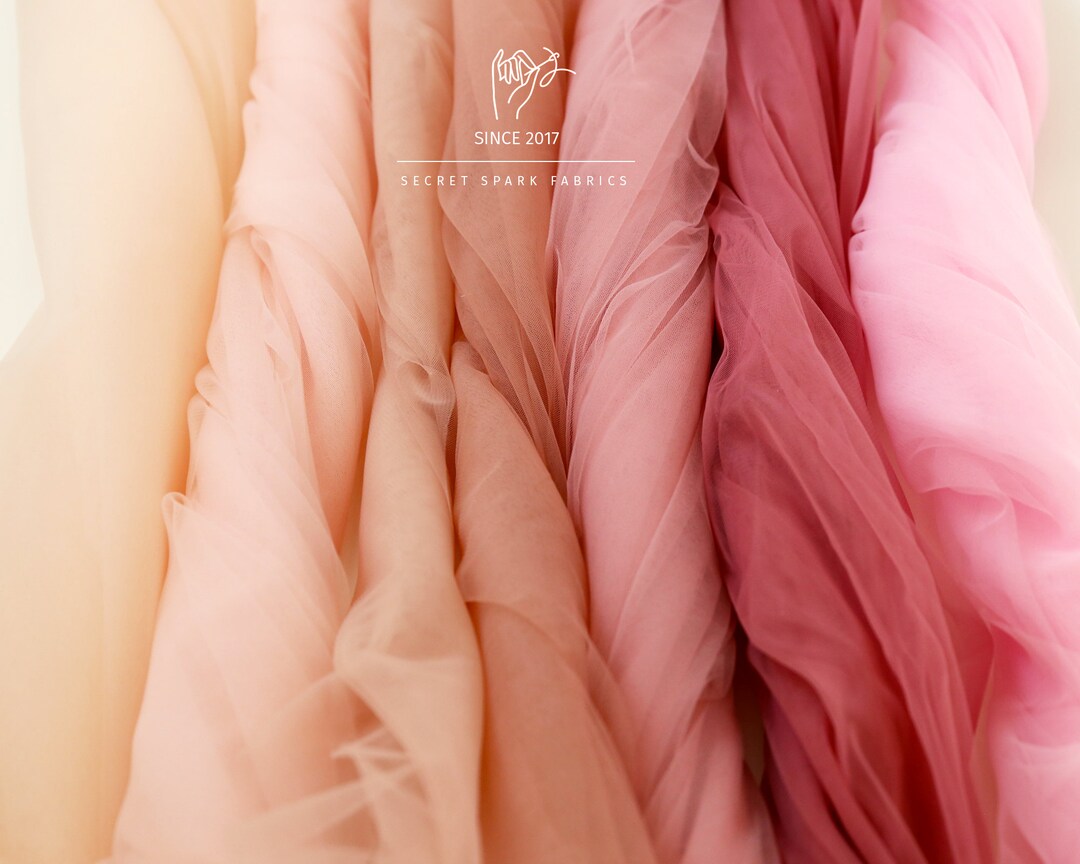Blush Pink Long  Crystals Tulle A Line main image 1