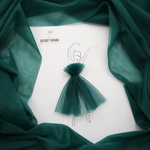 Emerald soft lux tulle fabric, emerald green tutu fabric by the yard, tulle wholesale - 3m super width "Muse" #92