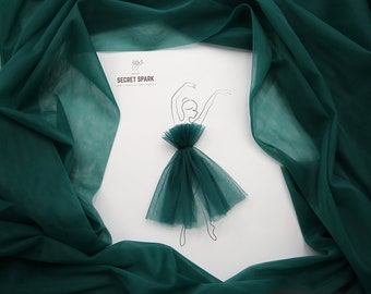 Emerald soft lux tulle fabric, emerald green tutu fabric by the yard, tulle wholesale - 3m super width "Muse" #92