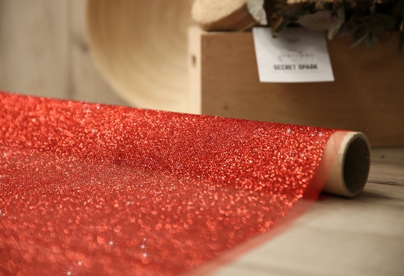 Red Tulle Shimmer Fabric