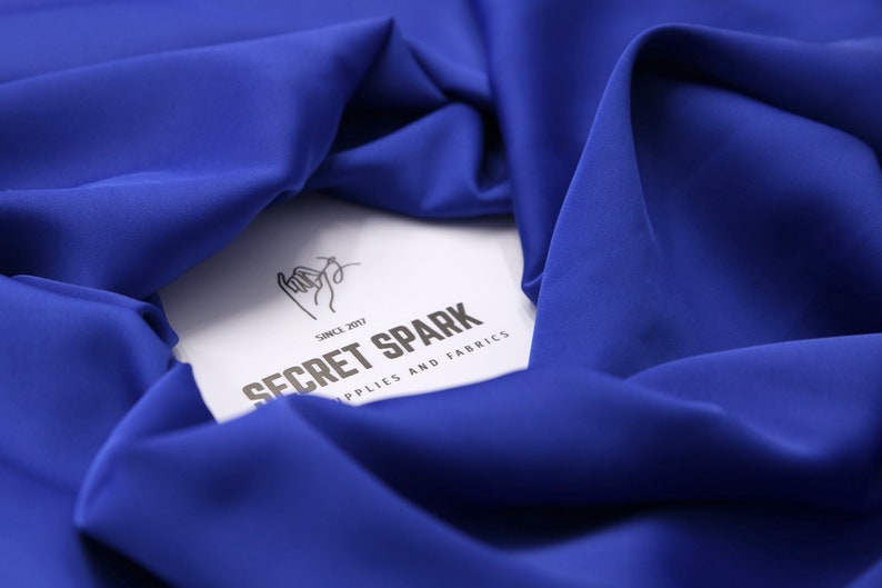 Royal Blue matte premium silk satin material for sewing, royal blue silk satin fabric Icon image 2