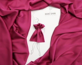 Material de satén de seda premium "Icon" fucsia para coser vestidos, faldas, blusas, forro, tela de seda fucsia, venta al por mayor, MOQ bajo para top y bufanda