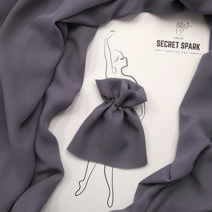 Smoke "Air" soft chiffon fabric for dresses, premium dark grey  chiffon material for sewing, grey chiffon