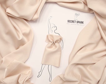 Champagner nude Seidenstoff für Brautkleider, "Icon" hellbeige Seidensatin Stoff für Slip Kleider und Futter Satinmaterial