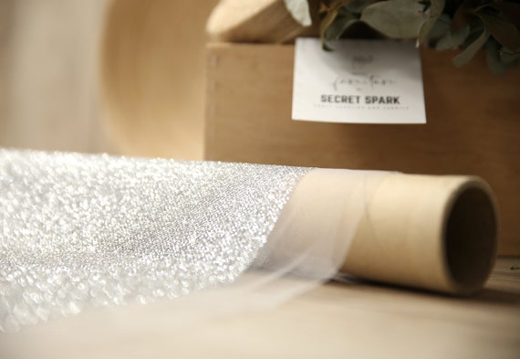 Tulle Fabric Glitter Spray Silver By The Meter for Wedding Dresses