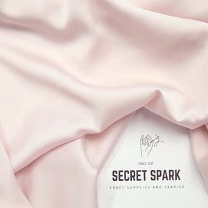 Biscuit Blush tela satinada de seda cortada a medida, seda suave para vestidos, material de seda rosa pálido premium Icon para coser imagen 3