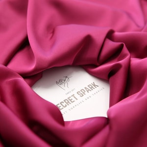 Fuchsia Icon premium silk satin material for sewing dresses skirts blouses lining, Fuchsia silk fabric wholesale low MOQ for top & scarf image 2