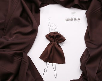 Chocolate matte premium silk satin material for sewing, Chocolate brown silk satin fabric  "Icon"