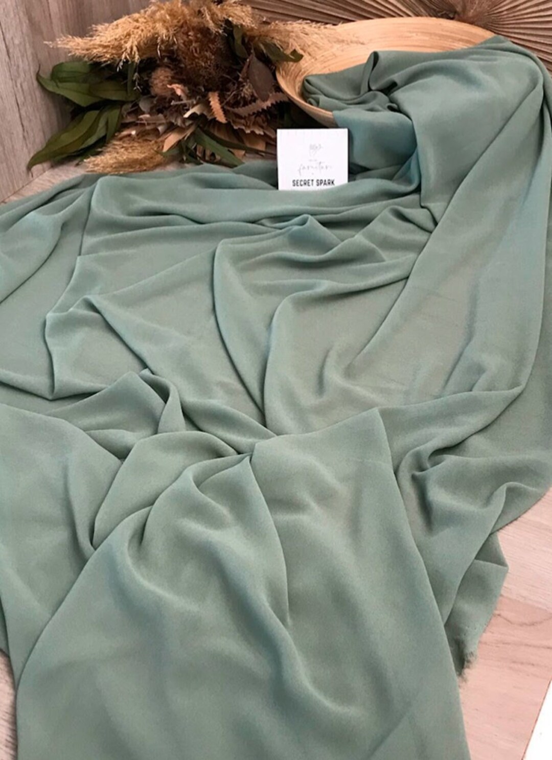 Sage Green Crepe Chiffon Fabric by the Yard Soft Matte Crepe Etsy