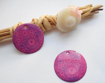 set of 2 pink and purple enamel effect sequins