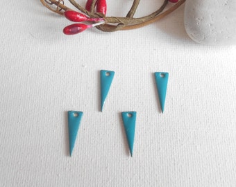 x4 sequins enamelled triangle dark turquoise 17x3 mm