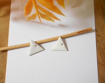 x4 sequins émaillés triangle  blanc 15x13 mm
