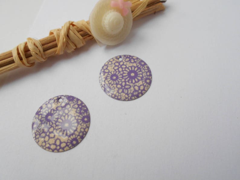 x 2 sequins purple ivory glazed effect image 1