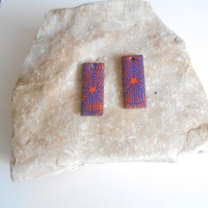 x2 navy blue and orange rectangular enamel sequins 25x10 mm 2 sides