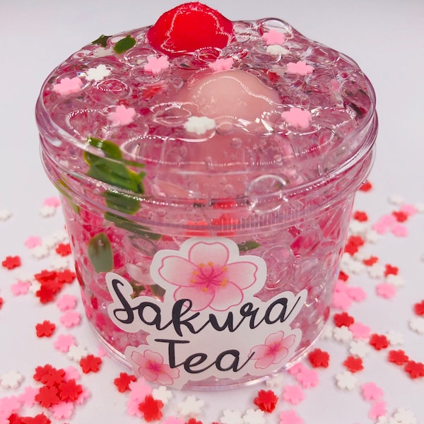 Sakura Tea Fishbowl Slime ~ Clear slime ~ fishbowl slime ~ scented slime ~ Fimo Fruit Slices