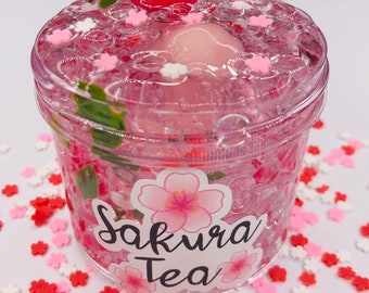 Sakura Tea Fishbowl Slime ~ Clear slime ~ fishbowl slime ~ scented slime ~ Fimo Fruit Slices