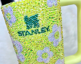 Yellow and White Daisy Rhinestone 30 oz Stanley Tumbler ~ Rhinestone Stanley ~ Custom Stanley ~ Ready to Ship