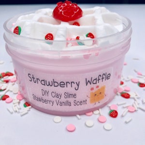 Strawberry Waffle ~ DIY Clay Slime ~ Glossy slime ~ charm slime