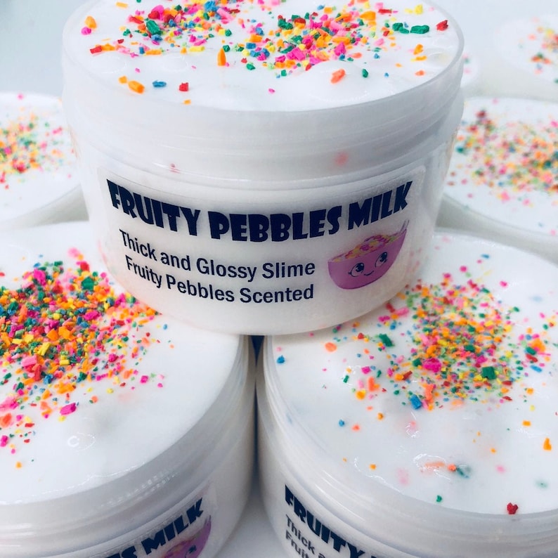 Fruity pebbles cereal milk ~ Thick Slime ~ Glossy Slime ~ scented slime 