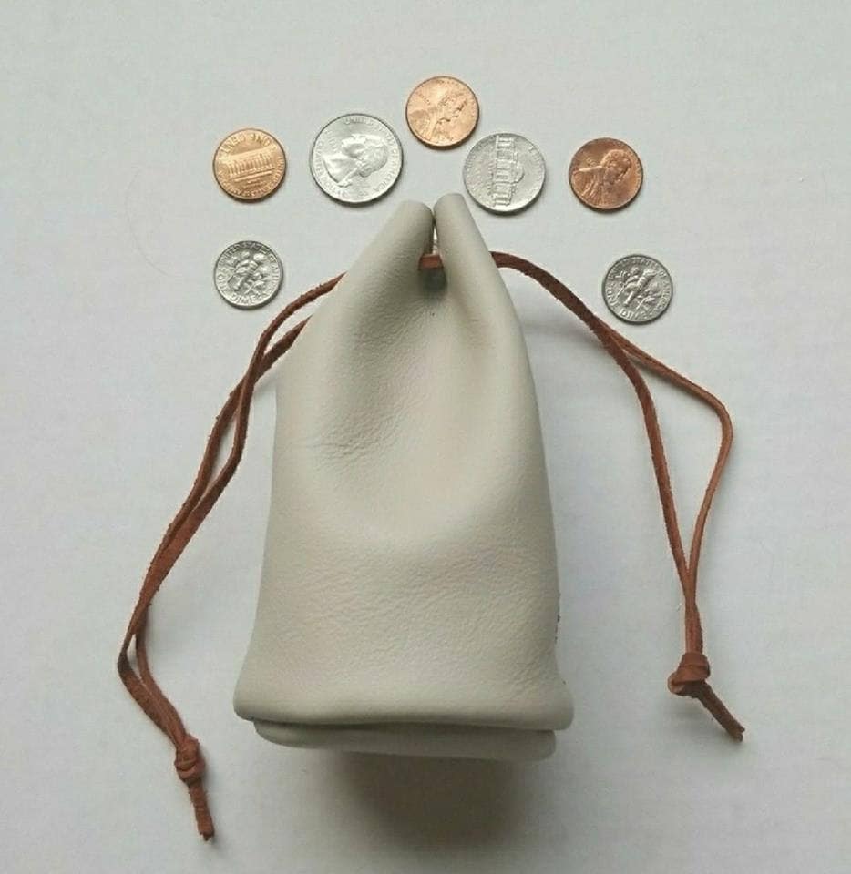 Handmade white leather coin purse | Etsy